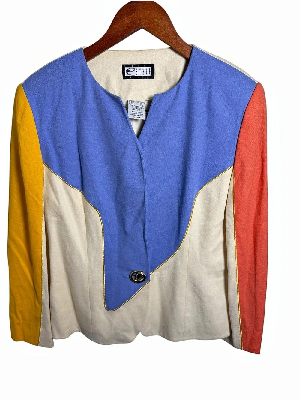 Vtg Spiegal Color Block Blazer in Blue & Cream Size 8